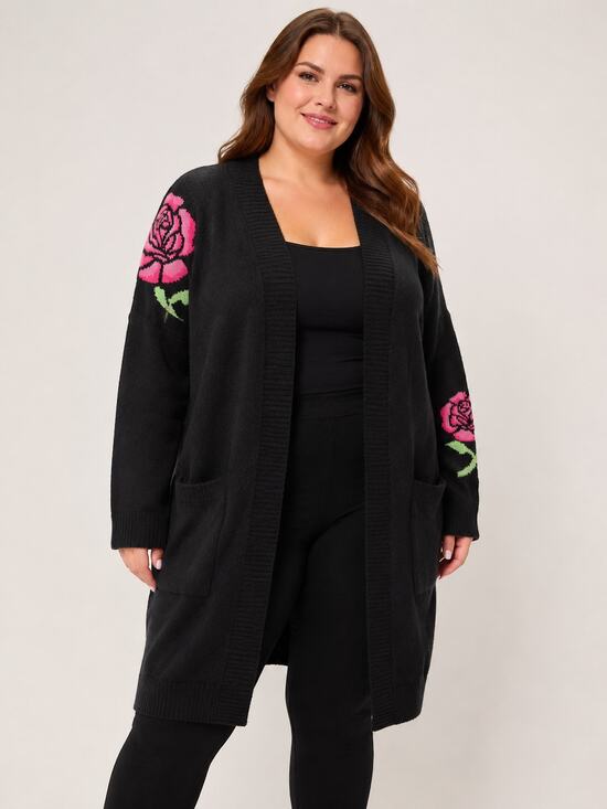 torrid Sweaters - NWT Torrid Floral Embroidered Open Cardigan Sweater Pockets Plus Size: 0X (12)